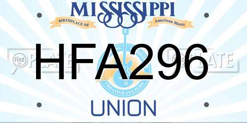 HFA296 Mississippi License Plate