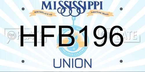 HFB196 Mississippi License Plate