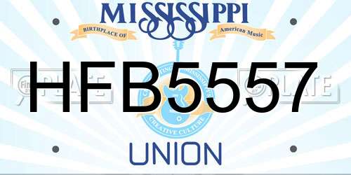 HFB5557 Mississippi License Plate