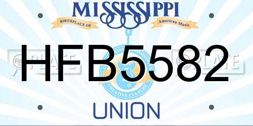 HFB5582 Mississippi License Plate