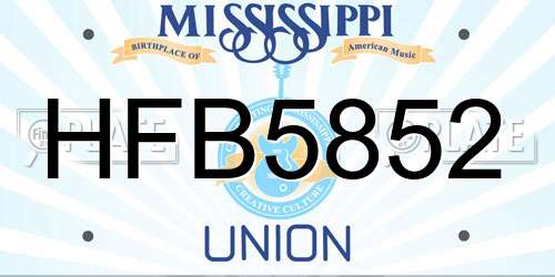 HFB5852 Mississippi License Plate