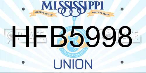 HFB5998 Mississippi License Plate