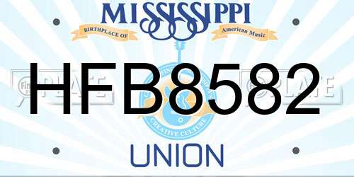 HFB8582 Mississippi License Plate