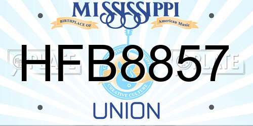 HFB8857 Mississippi License Plate