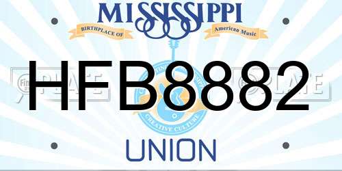HFB8882 Mississippi License Plate