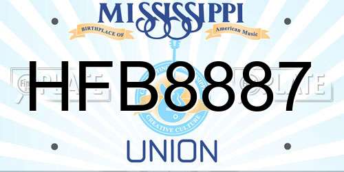 HFB8887 Mississippi License Plate
