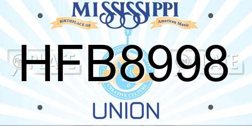 HFB8998 Mississippi License Plate
