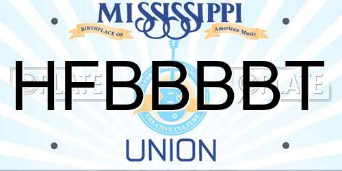 HFBBBBT Mississippi License Plate