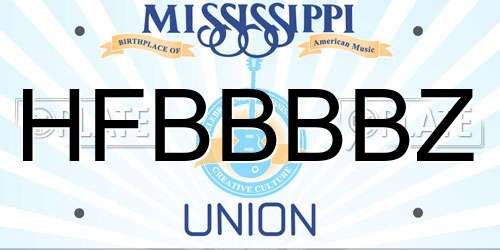 HFBBBBZ Mississippi License Plate