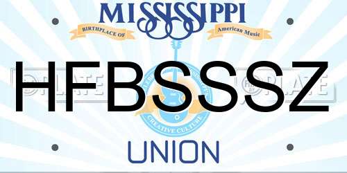 HFBSSSZ Mississippi License Plate