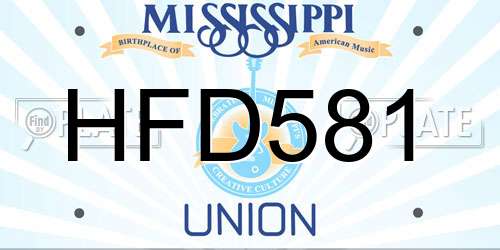 HFD581 Mississippi License Plate