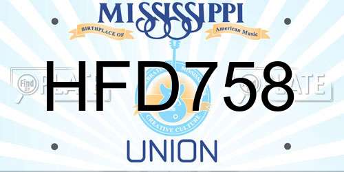 HFD758 Mississippi License Plate