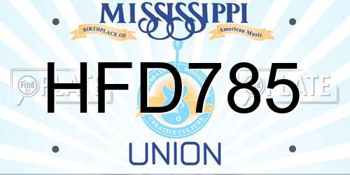 HFD785 Mississippi License Plate
