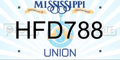 HFD788 Mississippi License Plate