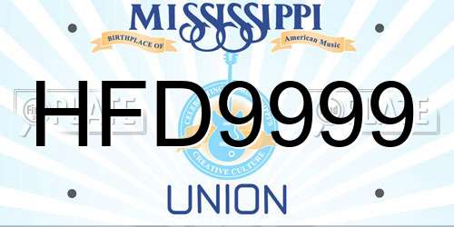 HFD9999 Mississippi License Plate