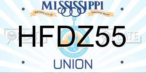 HFDZ55 Mississippi License Plate