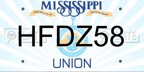 HFDZ58 Mississippi License Plate