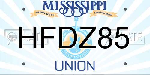 HFDZ85 Mississippi License Plate