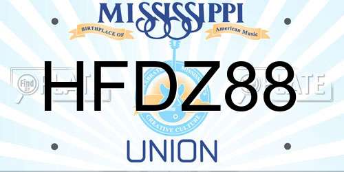 HFDZ88 Mississippi License Plate