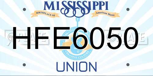 HFE6050 Mississippi License Plate