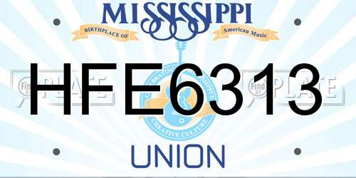 HFE6313 Mississippi License Plate