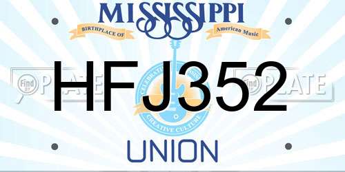 HFJ352 Mississippi License Plate