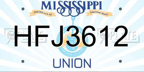 HFJ3612 Mississippi License Plate