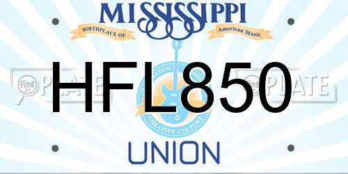HFL850 Mississippi License Plate