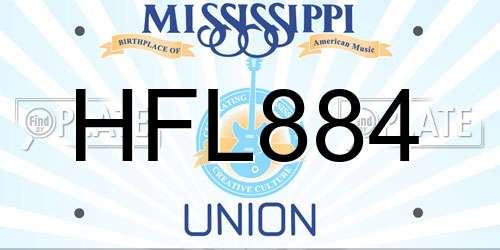 HFL884 Mississippi License Plate