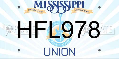 HFL978 Mississippi License Plate