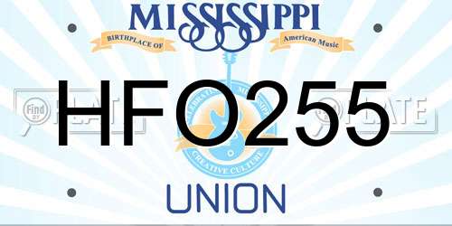 HFO255 Mississippi License Plate