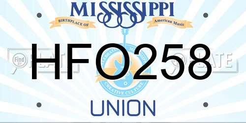 HFO258 Mississippi License Plate