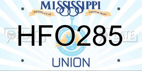 HFO285 Mississippi License Plate