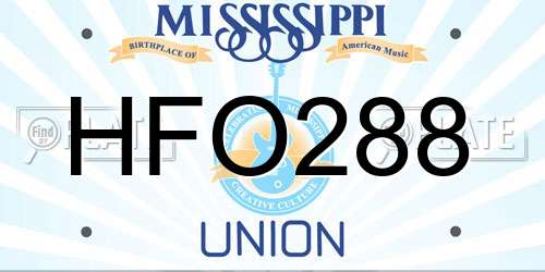 HFO288 Mississippi License Plate