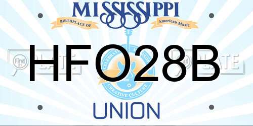 HFO28B Mississippi License Plate