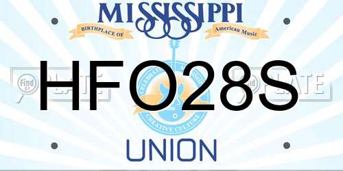 HFO28S Mississippi License Plate