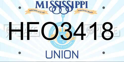 HFO3418 Mississippi License Plate