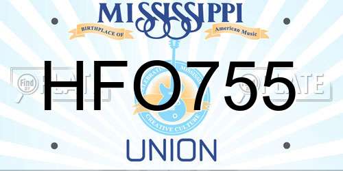 HFO755 Mississippi License Plate