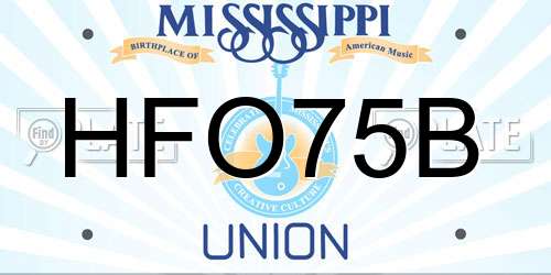 HFO75B Mississippi License Plate