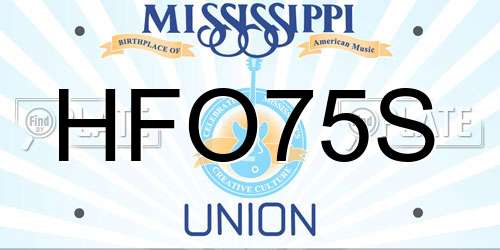 HFO75S Mississippi License Plate