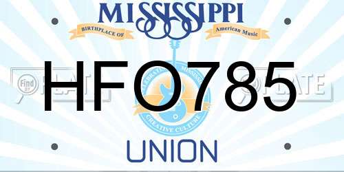 HFO785 Mississippi License Plate