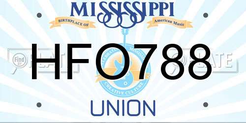 HFO788 Mississippi License Plate