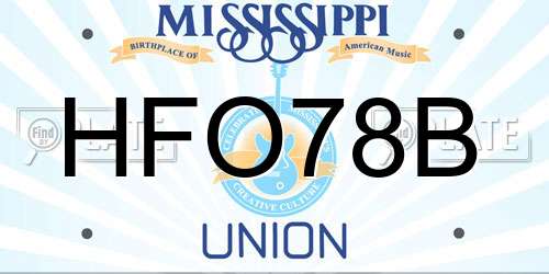 HFO78B Mississippi License Plate