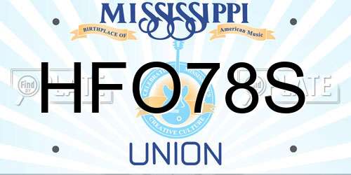 HFO78S Mississippi License Plate