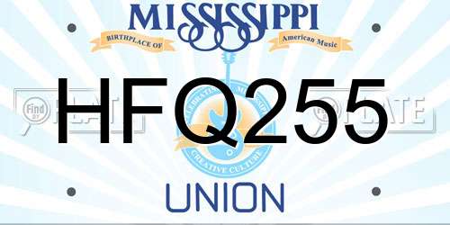 HFQ255 Mississippi License Plate