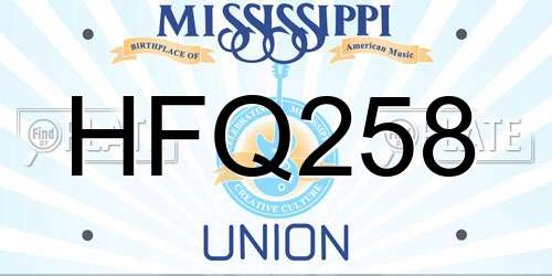 HFQ258 Mississippi License Plate