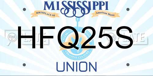 HFQ25S Mississippi License Plate