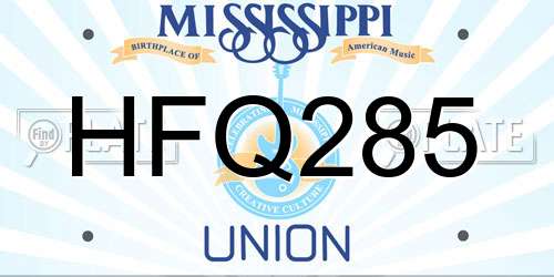 HFQ285 Mississippi License Plate
