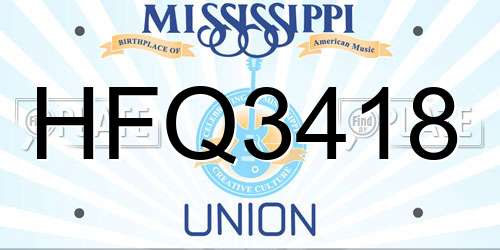 HFQ3418 Mississippi License Plate