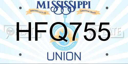HFQ755 Mississippi License Plate